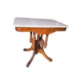 CARVED WALNUT VICTORIAN MARBLE TOP TABLE