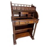 NATIONAL MT. AIRY FURNTURE OAK ROLL TOP DESK