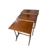 SET OF 3 MAHOGANY INLAID STACKING TABLES