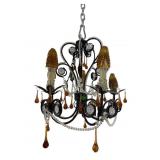 MODERN AMBER GLASS 5 LIGHT CHANDELIER