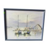 PORT SCENE OIL ON CANVAS