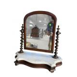 19TH CENT. MAHOGANY MARBLE TOP BARLEY TWIST