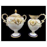 HAND PAINTED NORITAKE NIPPON FOOTED CREAMER AND