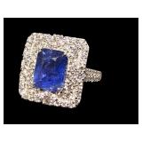 PLATINUM OSCAR FRIEDMAN BLUE SAPPHIRE & DIAMOND
