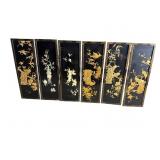 LOT OF 6 ORIENTAL EBONIZED SOAPSTONE PANELS