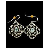 DESIGNER STERLING AQUAMARINE EARRINGS