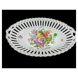 ENGLISH RETICULATED PORCELAIN HAND PAINTED BOWL