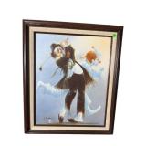 GOLFING CLOWN OIL ON CANVAS SIGNED ON BOTTOM LEFT