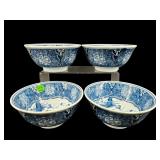 LOT OF 4 BLUE AND WHITE CHINESE PORCELAIN BOWLS