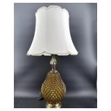 1960's DIAMOND POINT AMBER ART GLASS TABLE LAMP