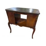 WEIMAN WALNUT LEATHER TOP FRENCH 2 TIER TABLE