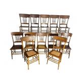 LOT OF 12 MATCHING ANTIQUE OAK SPINAL BACK CHAIRS