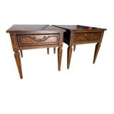 AMERICAN FURNITURE 2 MCM CHERRY 1 DRAWER TABLES
