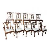 10 SOLID MAHOGANY CARVED CHIPPENDALE CHAIRS