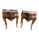 2 LOUIS XVI FRENCH MARBLE TOP 1 DRAWER COMMODES
