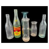 LOT OF 6 ADVERTISING BOTTLES AND 1 VASE
