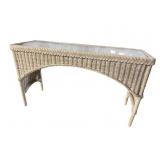 HENRY LINK WICKER GLASS TOP  SOFA TABLE