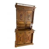 OAK 3 PC CARVED COURT CUPBOARD