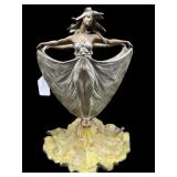 ART NOUVEAU CAST METAL FLOWING LADY VASE