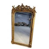 LARGE GOLD CHERUB ORNATE BEVELLED MIRROR