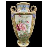 HAND PAINTED NIPPON PINK ROSES VASE