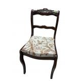 SOLID MAHOGANY ROSE CARVED SABER CHAIR