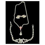 1950ï¿½S RHINESTONE NECKLACE BRACELET EARRINGS