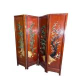 ROSEWOOD MULTIPLE STONE APPLIED ORIENTAL 4 PANEL