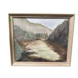 MOUNTAIN SCENE OIL ON CANVAS