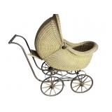 ANTIQUE LARGE WICKER BABY CARRIAGE