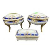 ANTIQUE NIPPON COBALT AND GOLD HAIR RECEIVER SET