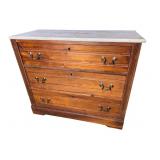 WALNUT 3 DRAWER MARBLE TOP CHEST