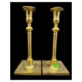PR OF BRASS ANTIQUE PUSH UP CANDLESTICKS