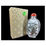 LARGE ORIENTAL SNUFF BOTTLE WITH INSIDE PAINTING