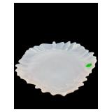 IMPERIAL RUFFLED LEAF PINK GLASS SHALLOW BOWL