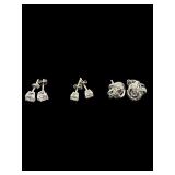 LOT OF 3 STERLING SILVER CZ EARRINGS