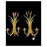 2 GOLD CAT TAIL FORMED SCONCES