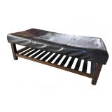 CHERRY LEATHER TOP BED BENCH
