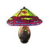 BRONZE 2 LIGHT TIFFANY STYLE DRAGONFLY TABLE LAMP