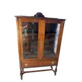 WALNUT SQUARE GLASS CHINA CLOSET