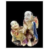 JAPANESE CARVED ANTIQUE FISHERMAN NETSUKE