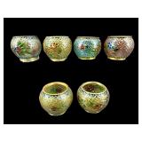 SET OF 6 MINIATURE TRANSPARENT ENAMEL BOWLS