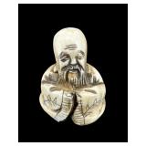 ANTIQUE SIGNED JAPANESE CARVED BUDDHA NETSUKE