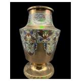 LARGE ANTIQUE BRASS AND CLOISONNï¿½ ORIENTAL VASE