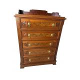WALNUT VICTORIAN SIDE LOCKING TALL CHEST