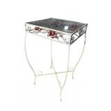IRON GLASS TOP DECORATOR TABLE