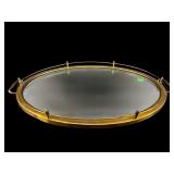 BRASS FRAMED MIRROR DRESSER TRAY