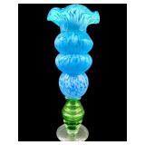 LARGE EMPOLI ART GLASS BLUE AND GREEN CONFETTI