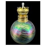 MT ST HELENS ASH GLASS IRIDESCENT OIL LAMP
