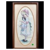 NEEDLE WORK AND CROSS STITCH PICTURE OF GIRL